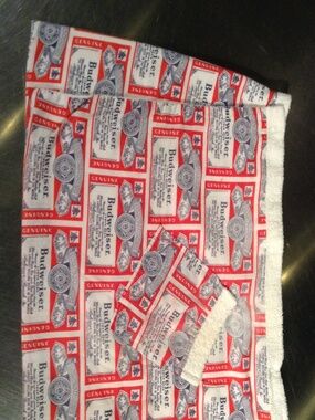 Vintage 70s-80s Budweiser Print Terry Cloth After-Shower Wrap / Skirt Unisex